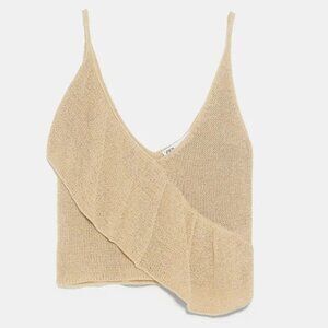Zara Elegant Tan Knit Women's Top